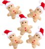 Catnip Toy,5Pcs Gingerbread Man Plush Cat Chew Toy,Christmas Interactive Teething Cat Toy Cute Cotton Filled Soothing Cat
