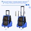 Blue 2-in-1 Pet Luggage Box Backpack Carrier with Handle Rolling Wheel for Cats And Dogs