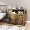 Cat Litter Box Enclosure with Double Barn Doors, Divider, Side Entry and Storage Shelf