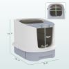 Covered Cat Litter Box with Lid, Drawer, Scoop, Top Entry, Deodorizing Bags, Odor Control, Easy to Clean, Gray