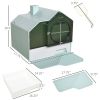 Hooded Cat Litter Box with Mat, Particle Catching, Easy Clean, Light Blue