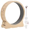 Cat Exercise Wheel, 48 in Wooden Cat Running Wheel for Indoor Cats up to 28 lbs, Cats Treadmill with Carpeted Runway & Locking Mechanism