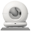 Milk-white self-cleaning litter box featuring intelligent safety sensors, dual purification with UVC UV and gel filtration, 2.4G Wi-Fi connectivity
