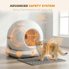 Milk-white self-cleaning litter box featuring intelligent safety sensors, dual purification with UVC UV and gel filtration, 2.4G Wi-Fi connectivity