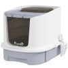 Covered Cat Litter Box with Lid, Drawer, Scoop, Top Entry, Deodorizing Bags, Odor Control, Easy to Clean, Gray