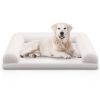 36" Orthopedic Dog Bed,Egg-Foam Dog Crate Bed with 3-Side Bolster and Removable Washable Bed Cover,Beige
