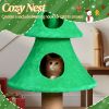 59in Large Tall Christmas Tree Cat Tower with 2 Cat Condos & Scratching Post