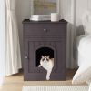 Wooden Pet House Cat Litter Box Enclosure with Drawer, Side Table, Indoor Pet Crate, Cat Home Nightstand