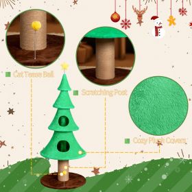 59in Large Tall Christmas Tree Cat Tower with 2 Cat Condos & Scratching Post (Default: default title)