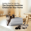 Deep gray stainless steel cat litter box (set of 2), featuring an open design in white with XL extra-large capacity